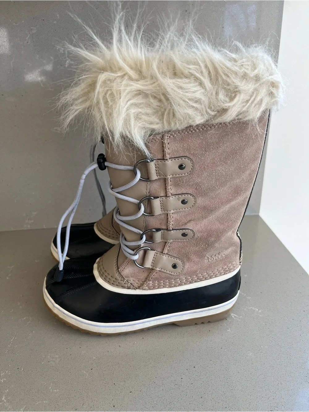 Sorel Kids' Joan of Arc Waterproof Duck Boot Omega Taupe Gum 2 Winter Snow SZ 4